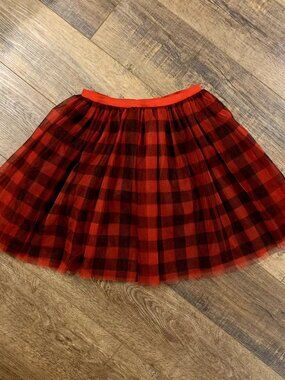Y2K Red & Black Plaid MESH SPARKLE Tutu SKIRT M Whimsygoth Coquette Ballerina